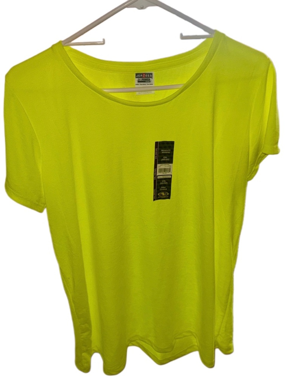 (3) Women's Jerzees Dri-POWER Sport Neon Yellow Short Sleeve Top 2XL